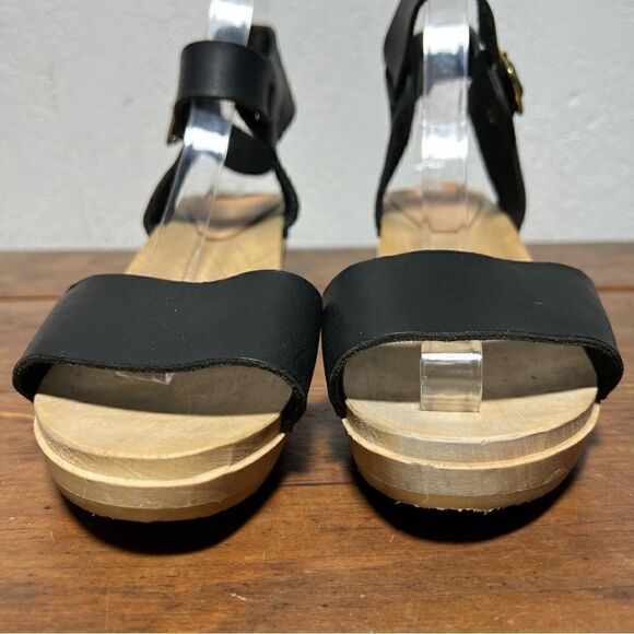 BRYR Rachel Sandal Toe High Heel Black Leather Clogs in Coal 40EU/10US - Picture 2 of 13